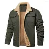 Men's Jackets Male Jacket Lapel Super Soft Keep Warm Coldproof Fleeced Lined Men Outerwear Clothing