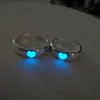 Solitaire Ring Fashion Blue Love Heart Luminous for Women Men Fluorescent Glow In Dark Adjustable Couple Finger s Jewelry Gifts Y2302