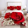 Ensembles de literie HD Rose Printed Leting Set 240x220 King Size Cover Sweet Couple Bedroom Quilt Beau