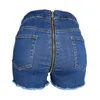 Jeans nya shorts europeiska amerikanska heta byxor sexiga röv blixtlås hår whisker ljus blå denim shorts 6007