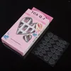 False Nails Black Flowers 3D Press-on Nail Tips Design 1 Box 24 Pieces 10 Sizes Adhesive Included Short Length Fake