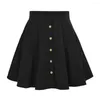 Skirts Corduroy Skirt Breathable Autumn Winter Solid Color Skater Mini Buttons Decor Skin-touching Daily Clothing