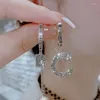 Hoop Earrings Simple Luxury Silver Plated Inlay Zirconia Pendant Women Ins Korean Style Faux Pearl 2023