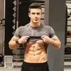 Erkek Polos Kas Sporları Fitness Kısa Kollu Kardeşler Erkekler Çalışan T-Shirt Ultra Stretch Nefes Alabilir Hızlı Kurutma Mürettebat Boyun Tayt