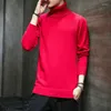 Männer Pullover Rollkragen Bunte Pullover Männer Hoher Kragen Gestrickte Übergroße Rote Rüsche Männliche Pullover Warme Dicke Vintage Casual Boy top