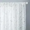 Vorhang, moderne, minimalistische Vorhänge für Wohnzimmer, Esszimmer, Schlafzimmer, bestickte Blätter, fertig, individuelle Lichtdurchlässigkeit