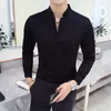 Men's Casual Shirts Style Male Casual Dress Spring Long Sleeve ShirtsMen's High Quality Stand Collar Business ShirtsPlus Size S-5XL 230210