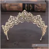 Headpieces Luxury Bridal Crown Sparkle Rhinestone Crystals Roayal Wedding Crowns Crystal Veil Pannband Hårtillbehör Party Tiaras DHR6Q