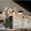 Światła Nordic Rattan Sufit żyrandol Drewno Bamboo Leaf E27 do jadalni salonu w centrum Solinalna Dekorowanie domu oświetlenie 0209