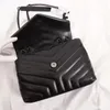 New Luxury Handbag Shoulder Bag Brand LOULOU Y-Shaped Designer Seam Leather Ladies Metal Chain Black Clamshell Messenger Chain Bags Box Wholesale