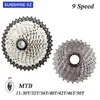 S Sunshine 9 Speed ​​Cassette KMC Set 9V MTB Bicycle Freewheel med cykelkedja för Shimano // AVID 0210