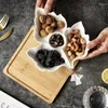 Plates MUZITY Ceramic Leaf Shape Appetizer Snack Candy Fruit Nut Serving Tray With Bamboo