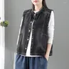 Women's Vests Idopy Women Classic Motorcycle Biker Denim Vest Vintage Stand Collar Sleeveless Jacket Jean Waistcoat