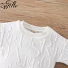 Zestawy odzieżowe Zafille białe ubrania dla niemowląt Solidne bluzy spodnie moda dla dzieci chłopcy wolny kostium maluch domowe dla niemowląt garnitury 230209