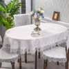 Nappe de table ovale nappe satin brodé pli table à thé Europe couverture de table à manger nappe table dentelle art housse anti-poussière housse de chaise 230210