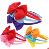 Girls' Head Pieces Kids Accessories Hair Girls Bow Hairband For Handmade Solid Ribbon With Satin Hoops Daily Life Drop Delivery Wedd Dhonj