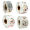 Gift Wrap Stickers of Rose Flower Fabriqué à la main avec Love Word 500PCS / ROLL ROUND SEAU FOU