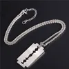 Pendant Necklaces Razor Blade Men Necklace Stainless Steel Man Gold/Silver Fashion JewelryPendant