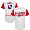 camisas de beisebol costuradas Novo beisebol universitário veste homens porto rico 12 f L 2017 Jersey mundial de beisebol 9 Javier baez 1 correia 4 yadier molina 15 carl