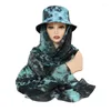 Berets Convenient One Piece Sun-Proof Flat Cap And Tie-Dye Chiffon Scarf Fashion Summer Muslim Womens Bucket Hats Turban Headwear