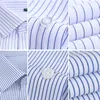 Men's T Shirts Men Shirt Business Long Sleeve Casual Office Wear Striped Anti-wrinkle Social Fashion Stand Collar