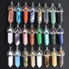 Gemstone Wholesale 24pcs/lot high quality assorted natural stone mixed pillar charms chakra Pendants necklaces for making free 230210