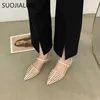 Suojialun Poinded Brand Women Toe 2022 New Sandals Sandal Fashion Narrow Band Hollow Out Slingback Shoes Round Low Heel Eelgant Pumps T230208 499