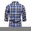 Men's Casual Shirts AIOPESON Flannel Plaid Shirts for Men Double Pocket Casual Long Sleeve Male Checkered Blouse Autumn Basic Social Shirts Men 230209