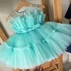 Robe princesse de mariage pour filles, vêtements pour bébés, en Tulle, à fleurs, élégante, pour anniversaire, demoiselle d'honneur, soirée