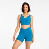 Ensembles actifs ABS LOLI solide ensemble de yoga brossé femmes costume de fitness soutien-gorge de sport à fort impact taille croisée Shorts de gymnastique 2 pièces vêtements d'entraînement