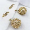 Design Gold Plated Designer Double Letters Stud Ear Hook Geometric Famous Women Crystal Rhinestone Pearl Earring Wedding Party Jewelry
