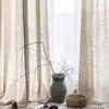 Gardin linne bomullsgardiner för levande matsal sovrum enkelt modern nordisk japansk fast färg solskade halvtransparent vik