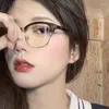 Lunettes de soleil coréen rétro littéraire lunettes cadre fille Ins pas de maquillage plaine hommes lunettes légères mignon décoratif ordinateur