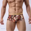 Mutande Marca Seta di ghiaccio Intimo da uomo Boxer Sexy stampato floreale Custodia per pene Rigonfiamento Mutandine maschili per uomo Pantaloncini boxer da uomo traspiranti