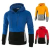 Men's Hoodies Three-colour Split Joint Man Even Hat Leisure Time Sweater Loose Coat Pullover Male