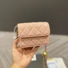 Ladies Classic Mini Vanity Cosmeic Case Borse con Gold Crush Ball Hardware in metallo Catena Matelasse Crossbody Borsa a tracolla Borsa da esterno Sacoche 13X8CM