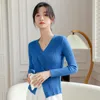 Women's Polos Spring And Autumn 2023 V-neck Sweater Women's Long Pullover Knitwear Slim Cross Sleeve Undercoat Top Shirts Women 18-24