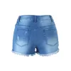 Jeans Spring Shorts tvättade hål Tassels Women's Denim Shorts 6080