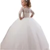 Girl Dresses White Ball Gown Flower Girls Pageant Gowns Arabic First Communion For Vestidos Daminha