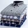 Men's Casual Shirts Fashion 100 Cotton Thick Brushed Flannel Single Patch Pocket Long Sleeve Standard fit Plaid Checkered Shirt 230209