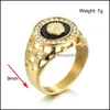 Clusterringen Vintage Crystal Email Lion Head for Men Hip Hop Gold Legering Hollow brede vingerring Luxe Punk Rock Knight Jewelry Dr Dhtcw