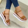 Slippers 2023 Summer New Women's Sandals Fashion Open Toe Sexy Buckle PU Adult Flip Flops Beach Casual Platform Round Head Mujer Sandals R230210