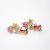 Brincos Dangle Brand Jóias Europeias Mulheres Vintage Prazado 18K Gold S925 Prata Red Gemstone Brincos requintados para a festa de casamento feminino Gift SPC