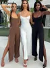 Kvinnor Jumpsuits Rompers Dulzura Summer Women Sexig Y2K LACE UP RACKLESS REP ROPERS SLIT Bred ben Jumpsuit Outfits Vacation Streetwear Overalls 230210