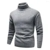 Men's Sweaters Men Sweater Solid Color Pullover Elastic Basic Easy To Match High Collar Knitted Long Sleeve Soft Winter Daily Clothes