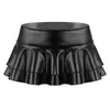 Skirts Womens Shiny Metallic Short Mini Low Rise Double Layered Ruffled Skirt For Pole Dance Raves Festivals Party Costumes