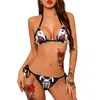 Realfine Summer Swim Suits Sex Bikini Set Classic Swimwear for Women Distressed Pring Split Swimsuit Free Size Y03