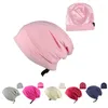 Berets Q1QA Satin Lined Sleep Hair Cover Bonnet Adjustable Slouchy Beanie Sleeping Hat