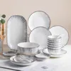 Plattor Nordic Ins Style White Rishes Set Ceramic Table Seary Rice Salad Noodles Bowl 1st för Drop