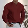 Polos maschile maschi top color solido colore slim maniche lunghe pullover a colori vungo camicia autunnale camicia autunnale abiti da uomo magliette da uomo 230210
